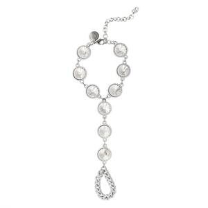 NEW EKLEXIC women's show stopper crystal hand chain in silver